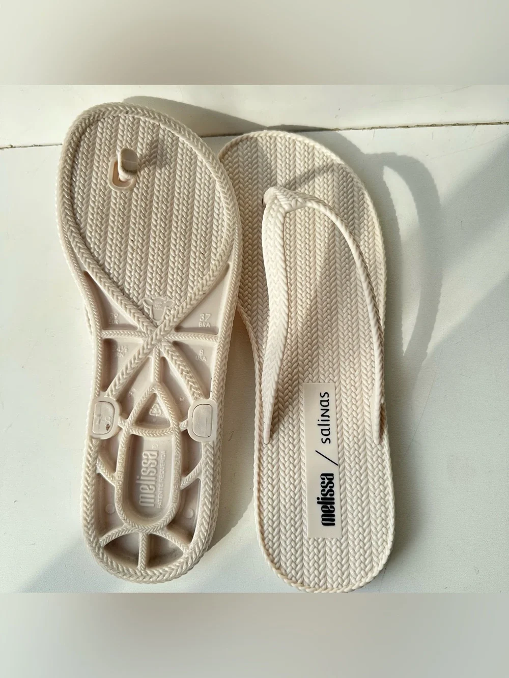 Melissa Cream Woven Thong Sandals